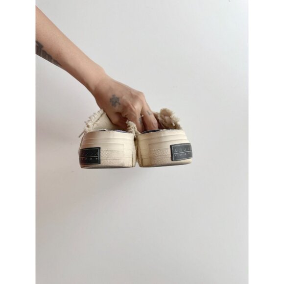 xVESSEL G.O.P. White Frayed Canvas "Peace By Piece" Slip On Sneakers, Size M5/W7 - Picture 9 of 16